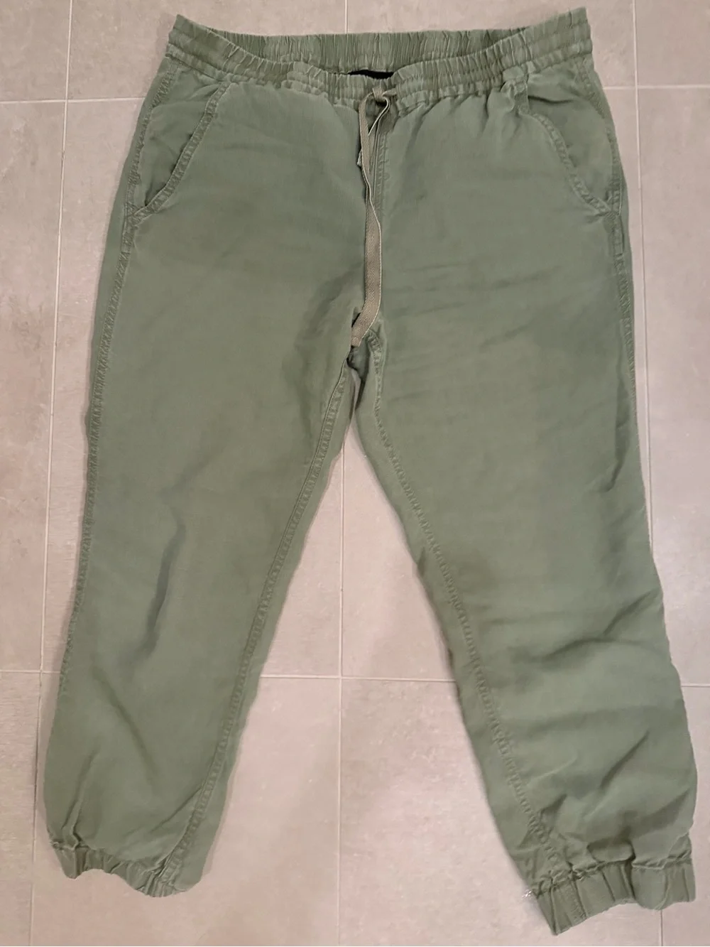 Elastic Waist Olive Green Jogger Pants